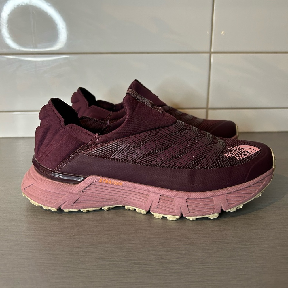 The North Face Women's Maroon and Pink Laceless Trail Athletic Shoes Vibram